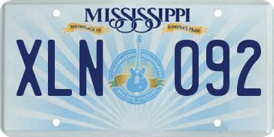 MS license plate XLN092