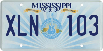 MS license plate XLN103