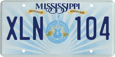 MS license plate XLN104