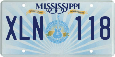 MS license plate XLN118