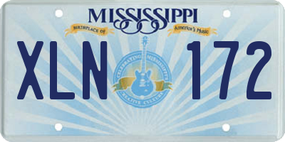 MS license plate XLN172