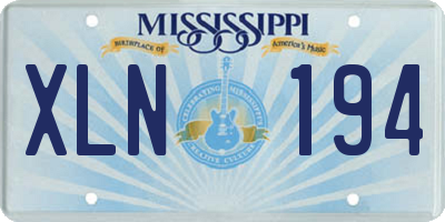 MS license plate XLN194
