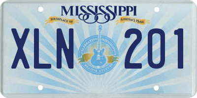 MS license plate XLN201