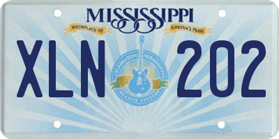 MS license plate XLN202
