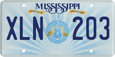 MS license plate XLN203