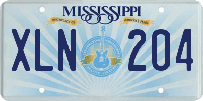 MS license plate XLN204