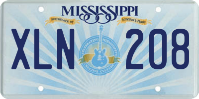 MS license plate XLN208