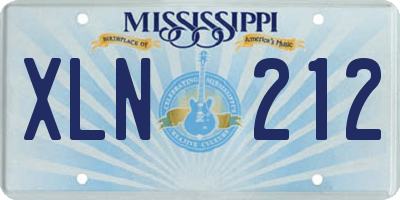 MS license plate XLN212