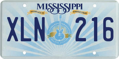 MS license plate XLN216