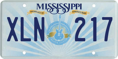 MS license plate XLN217