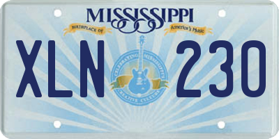 MS license plate XLN230