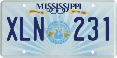 MS license plate XLN231