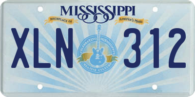 MS license plate XLN312