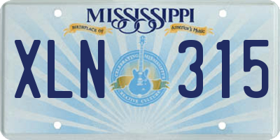 MS license plate XLN315