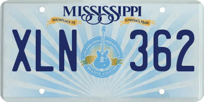 MS license plate XLN362