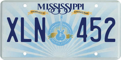 MS license plate XLN452
