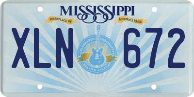 MS license plate XLN672