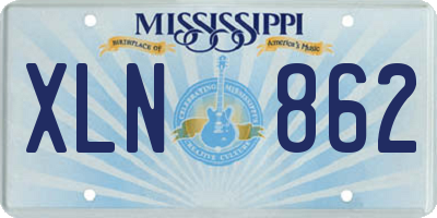 MS license plate XLN862