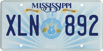 MS license plate XLN892