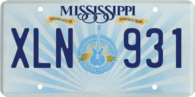 MS license plate XLN931