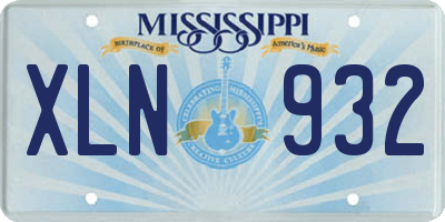 MS license plate XLN932