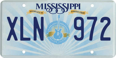 MS license plate XLN972