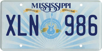 MS license plate XLN986