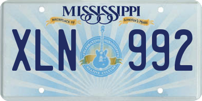 MS license plate XLN992