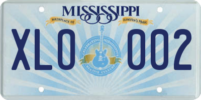 MS license plate XLO002