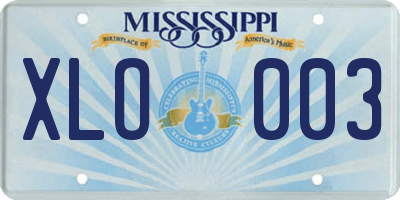 MS license plate XLO003