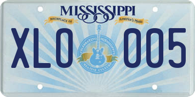 MS license plate XLO005