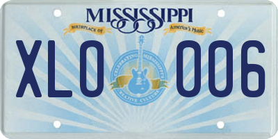 MS license plate XLO006