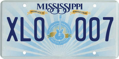 MS license plate XLO007