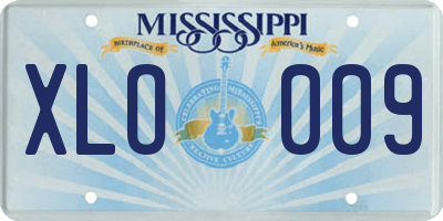 MS license plate XLO009
