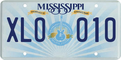 MS license plate XLO010