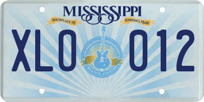 MS license plate XLO012