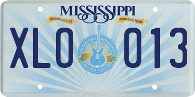 MS license plate XLO013