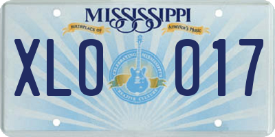 MS license plate XLO017