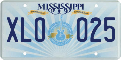 MS license plate XLO025