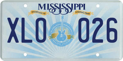 MS license plate XLO026