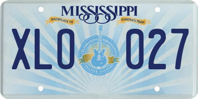 MS license plate XLO027