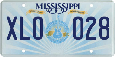 MS license plate XLO028