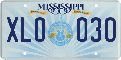 MS license plate XLO030