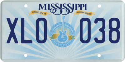MS license plate XLO038