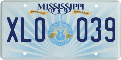 MS license plate XLO039