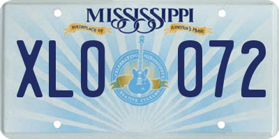 MS license plate XLO072