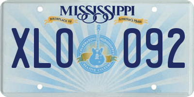 MS license plate XLO092