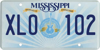 MS license plate XLO102