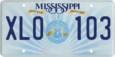 MS license plate XLO103
