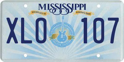 MS license plate XLO107